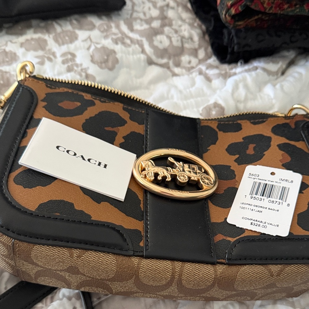 Coach Animal Print Crossbody Bag - Tan and Black - Picture 2 of 3